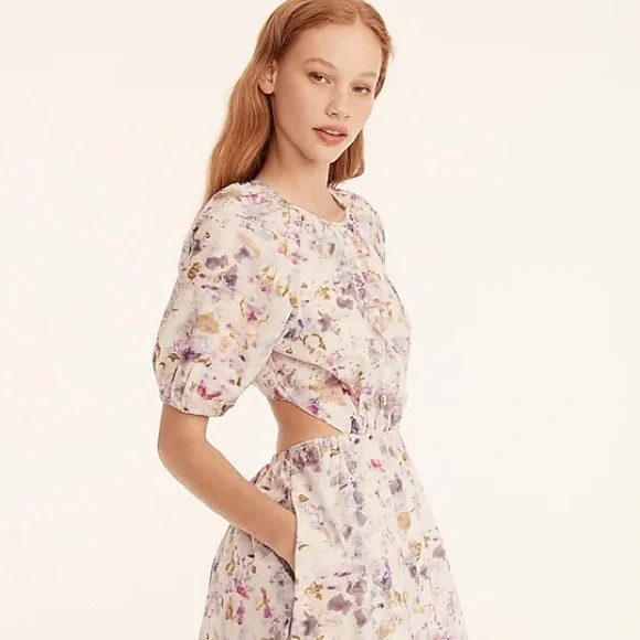 Flora Obscura X J. Crew Side Cutout Dress in Kaleidoscope Floral (8)